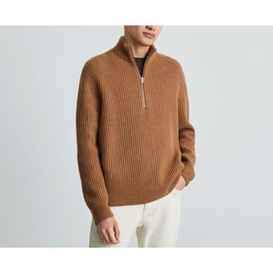 Everlane The Felted Merino Half-Zip Sweater Size M